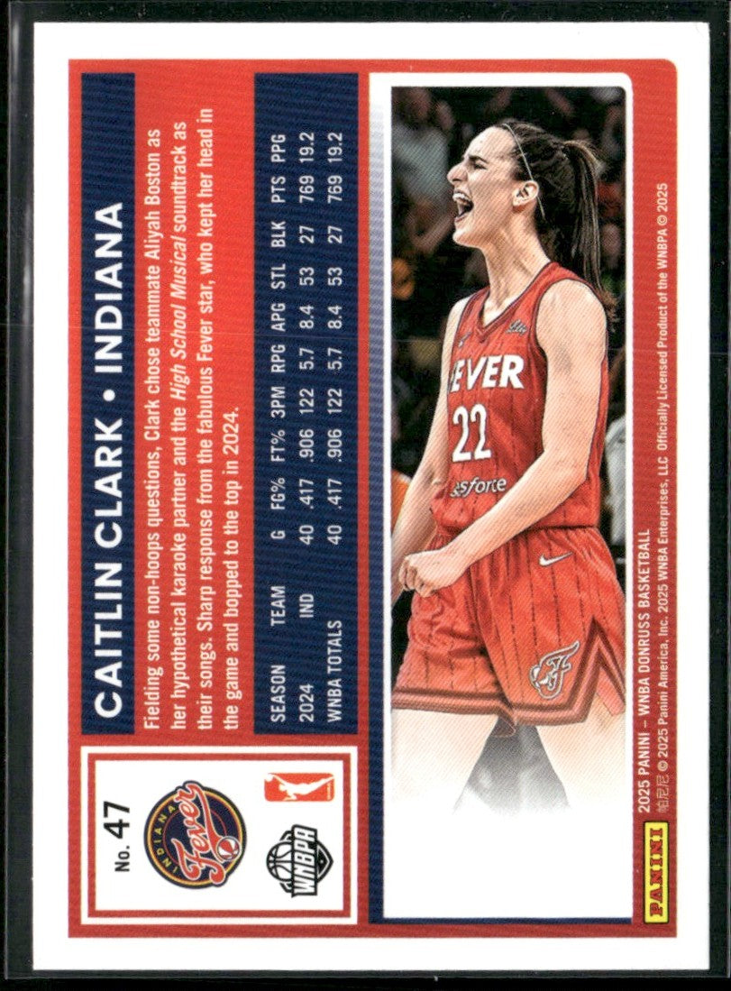 Caitlin Clark 2025 Panini Donruss #47 Indiana Fever