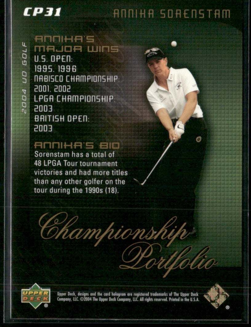Annika Sorenstam 2004 Upper Deck Champion Portfolio #CP31