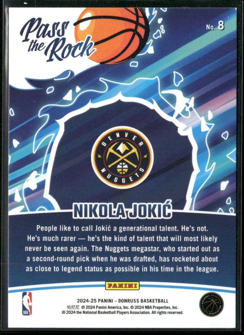 Nikola Jokic 2024 Panini Donruss Pass the Rock #8 Denver Nuggets