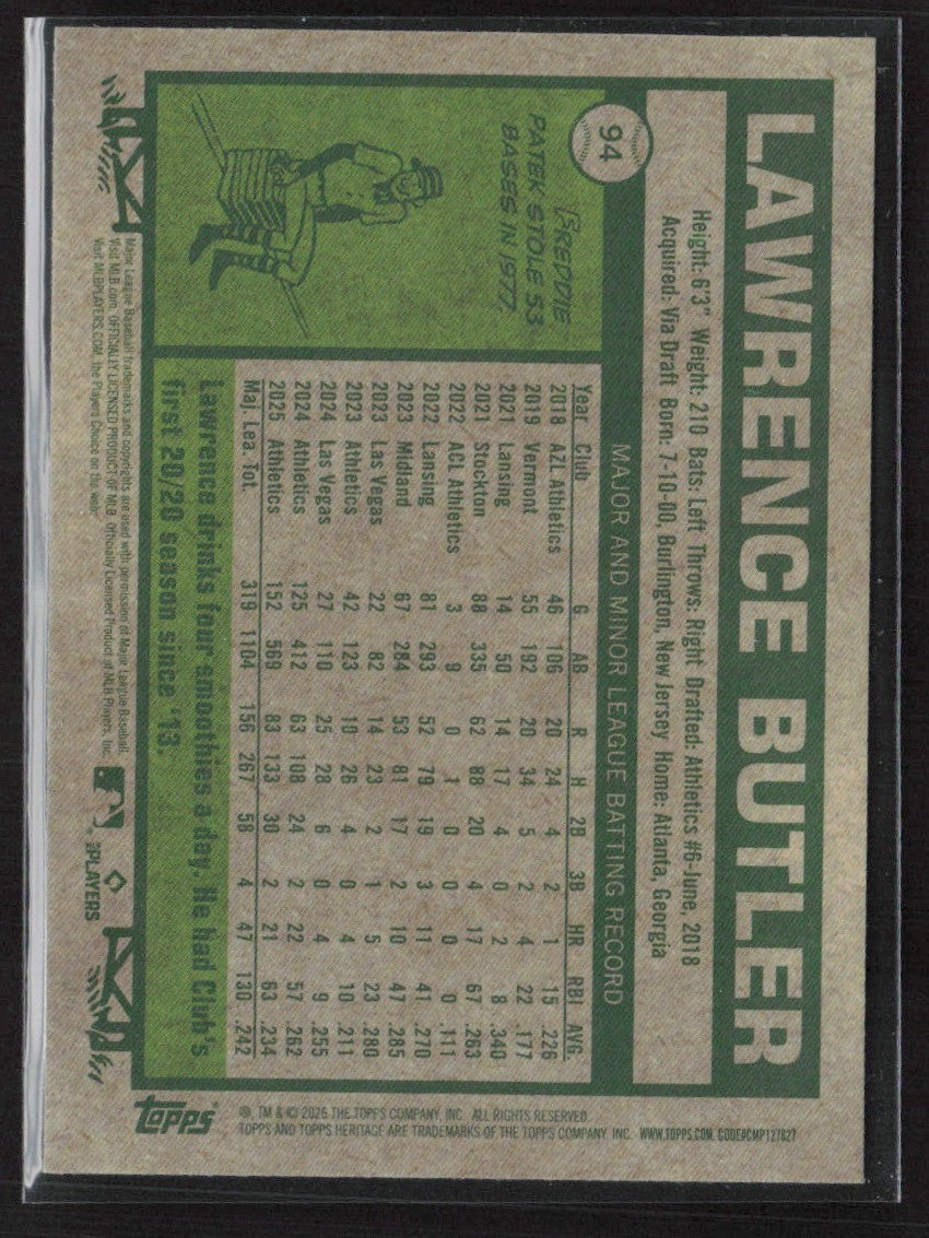 Lawrence Butler 2026 Topps Heritage Chrome #94 Athletics