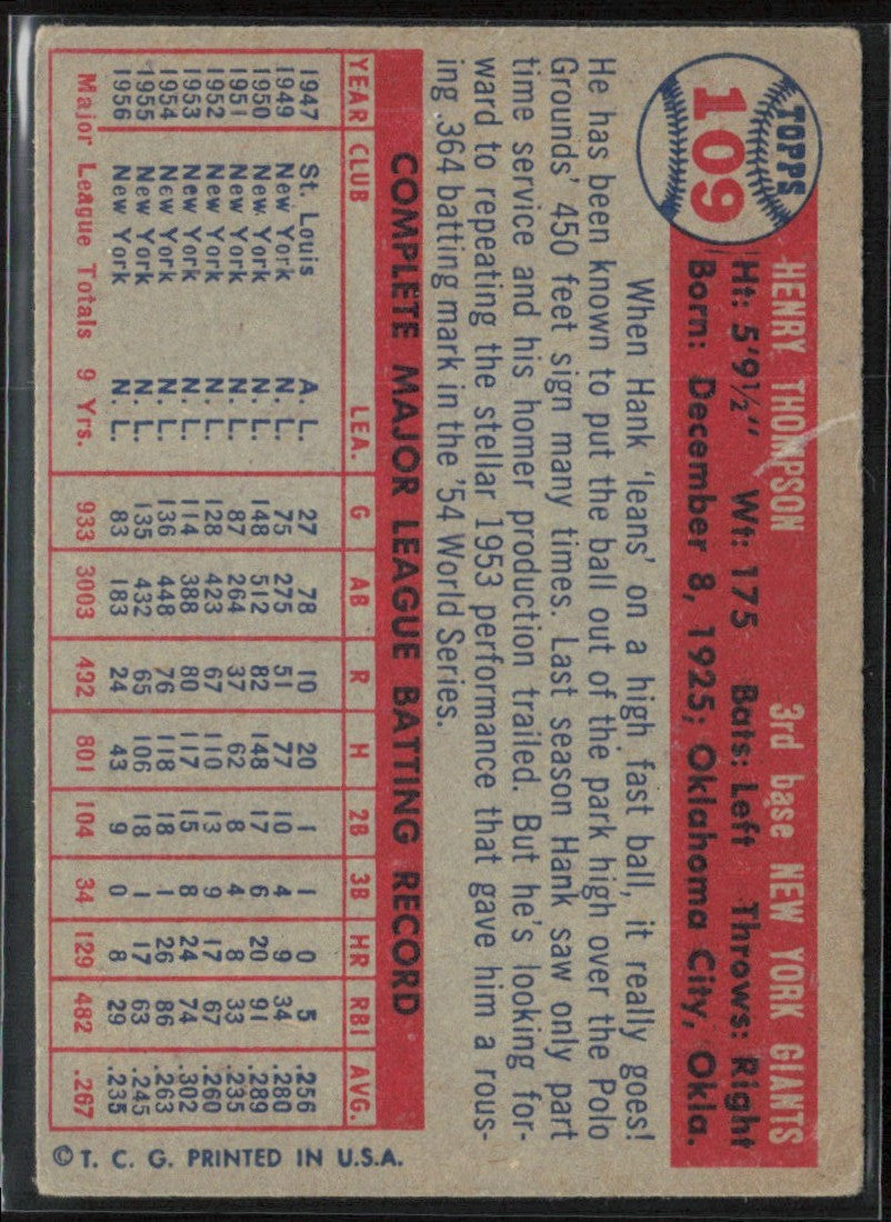 Hank Thompson 1957 Topps #109 New York Giants