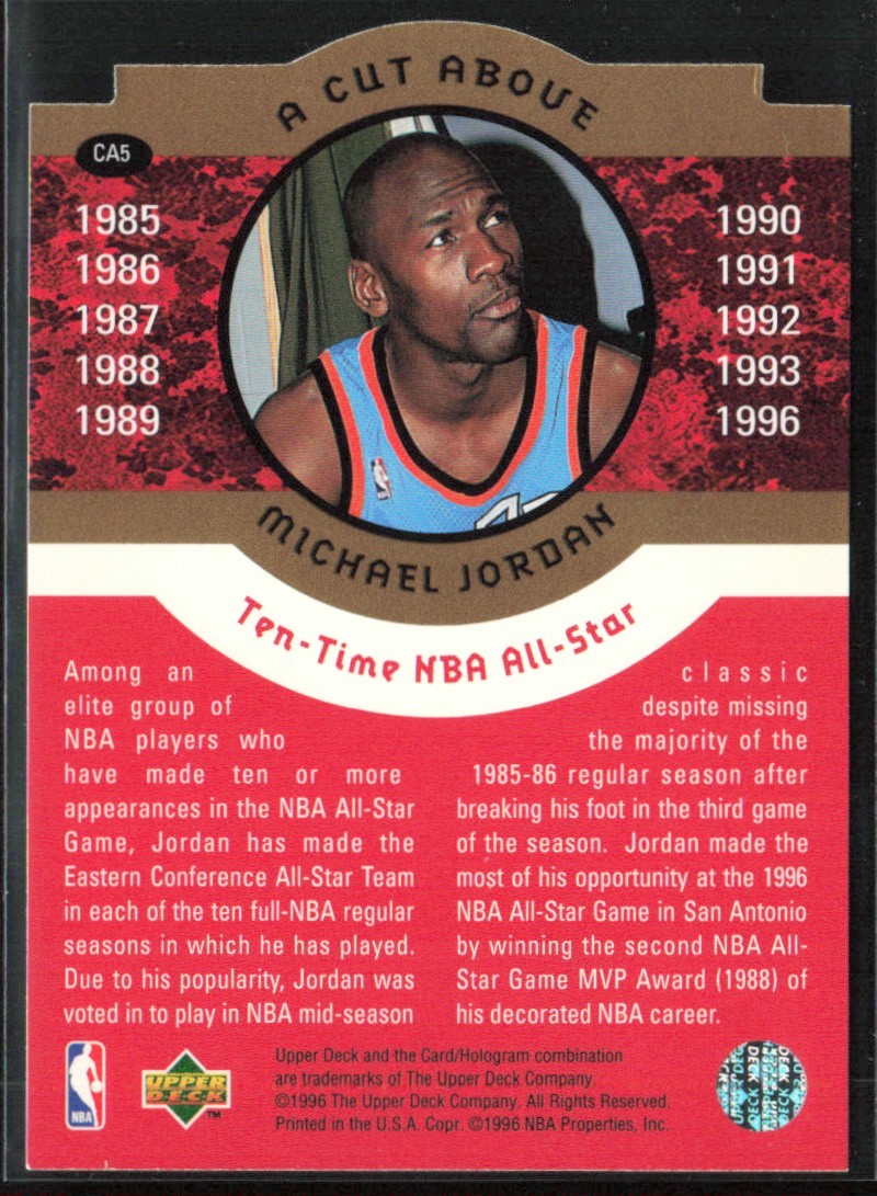Michael Jordan 1996 Upper Deck A Cut Above #CA5 Chicago Bulls
