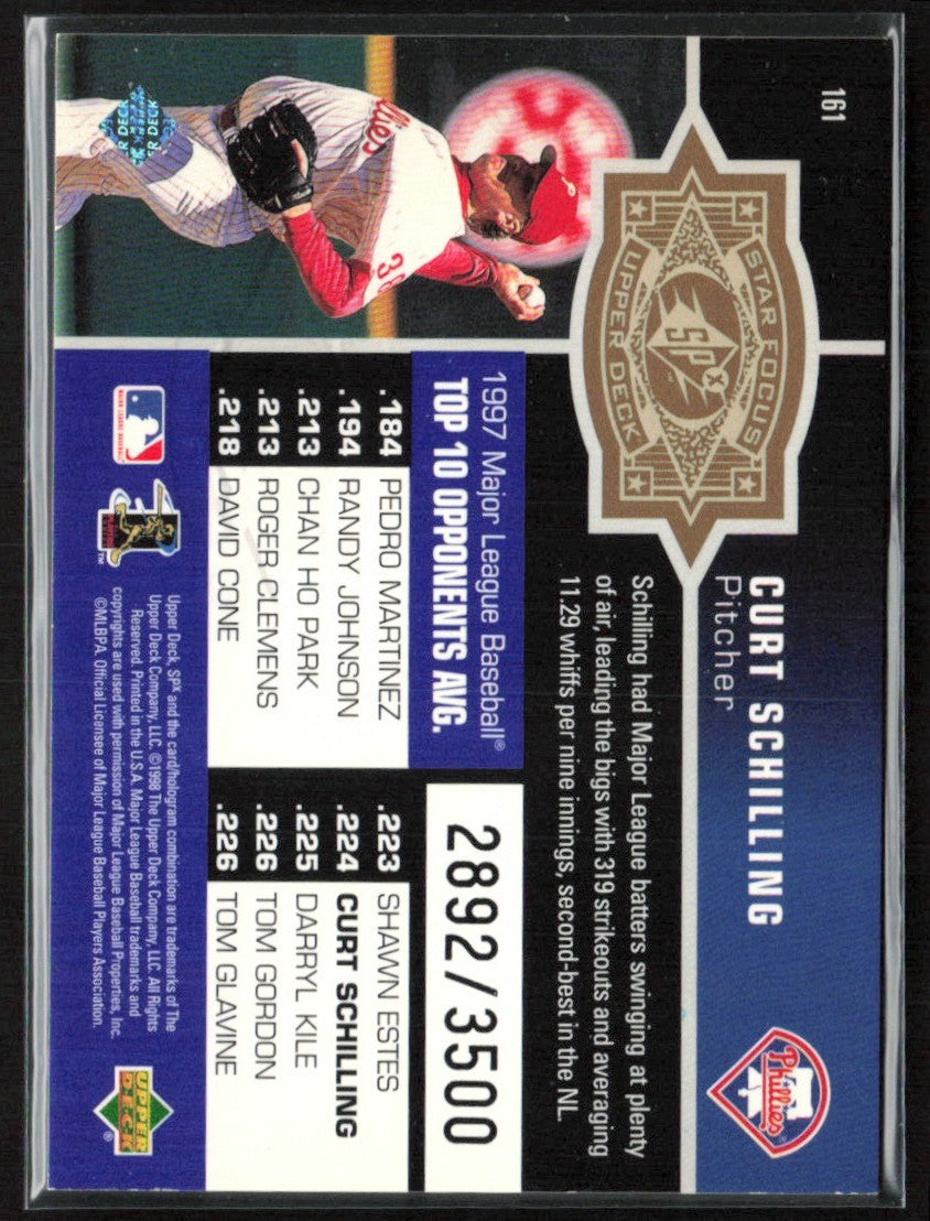 Curt Schilling 1998 SPx Finite Radiance /3500 #161 Philadelphia Phillies