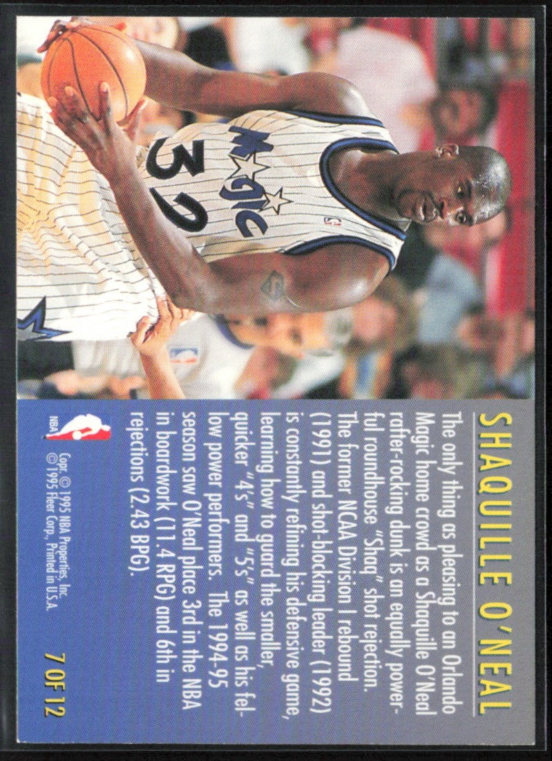 Shaquille O'Neal 1995 Fleer Total D #7 Orlando Magic