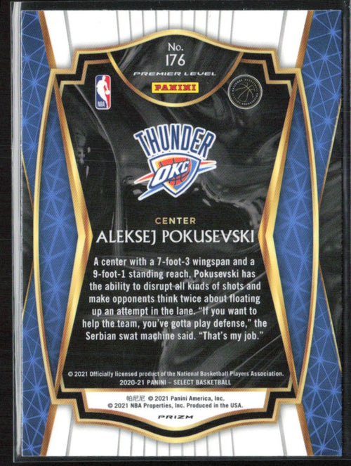 Aleksej Pokusevski 2020 Panini Select Premier Blue White Purple Cracked Ice RC
