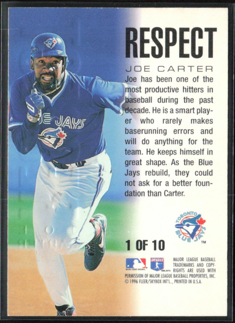 Joe Carter 1996 Fleer Ultra Respect #1 Toronto Blue Jays