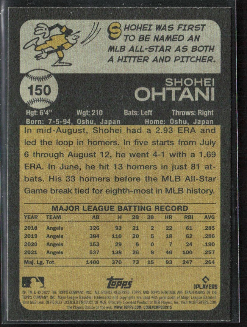 Shohei Ohtani 2022 Topps Heritage #150 Los Angeles Angels