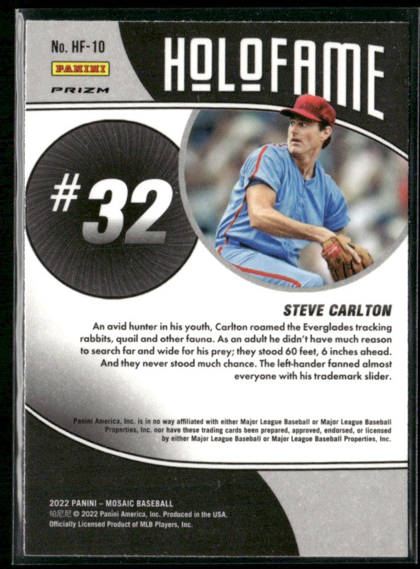 Steve Carlton 2022 Panini Mosaic Holofame Green Prizm #HF-10