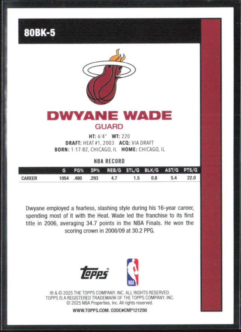 Dwyane Wade 2025 Topps '80-81 #80BK-5 Miami Heat