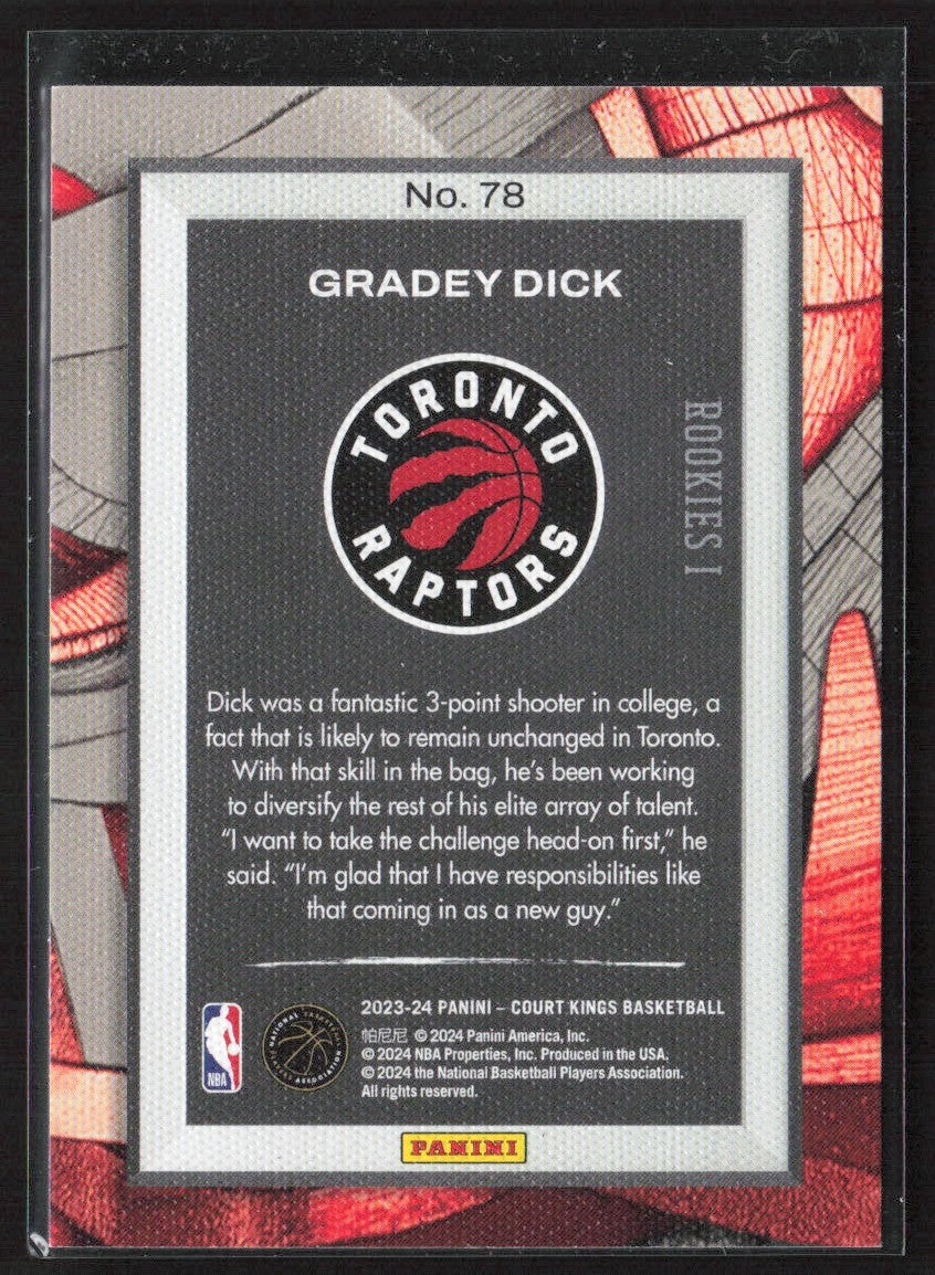 Gradey Dick 2023 Panini Court Kings RC #78 Toronto Raptors