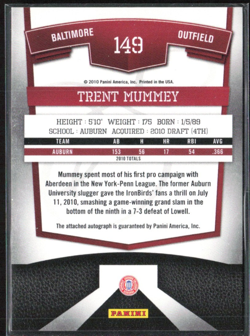 Trent Mummey 2010 Donruss Elite Extra Edition RC AUTO /694 #149 Auburn Tigers