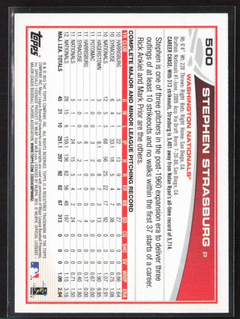 Stephen Strasburg 2013 Topps Blue #500 Washington Nationals