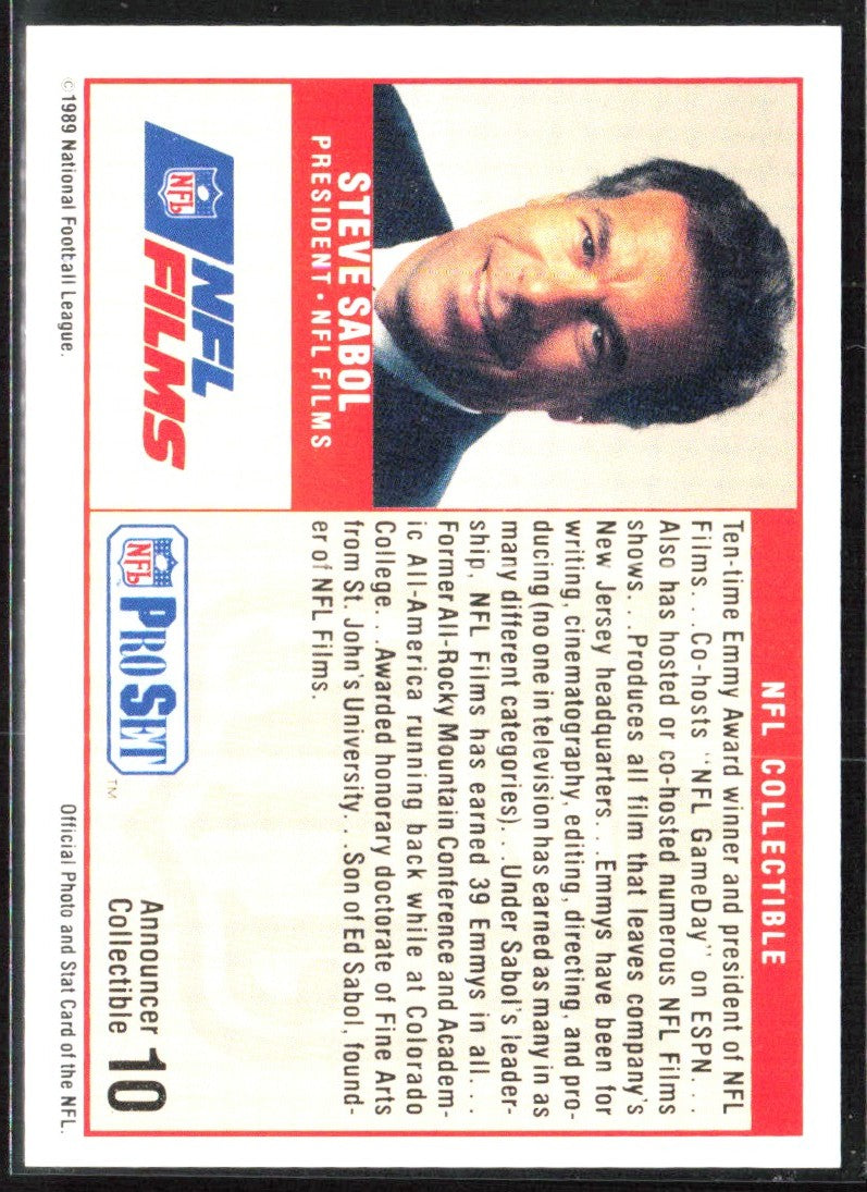 Steve Sabol 1989 Pro Set Announcers #10
