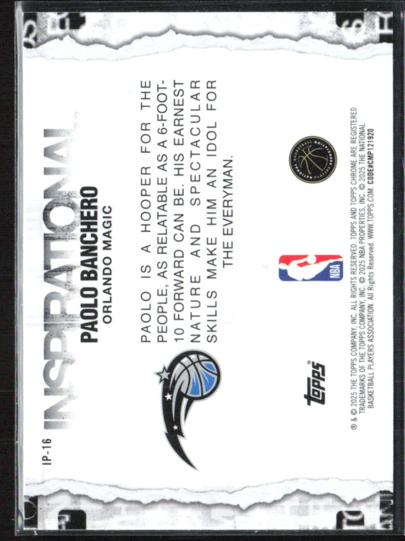 Paolo Banchero 2024 Topps Chrome Inspirational #IP-16 Orlando Magic
