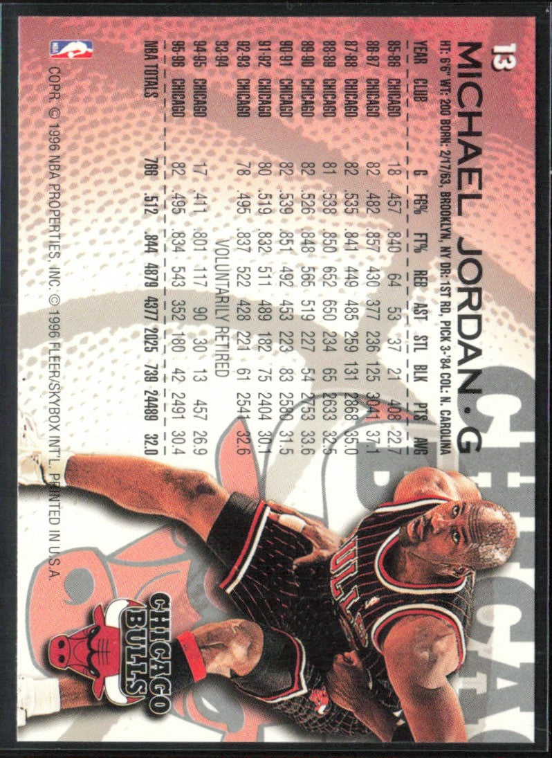 Michael Jordan 1996 Fleer #13 Chicago Bulls