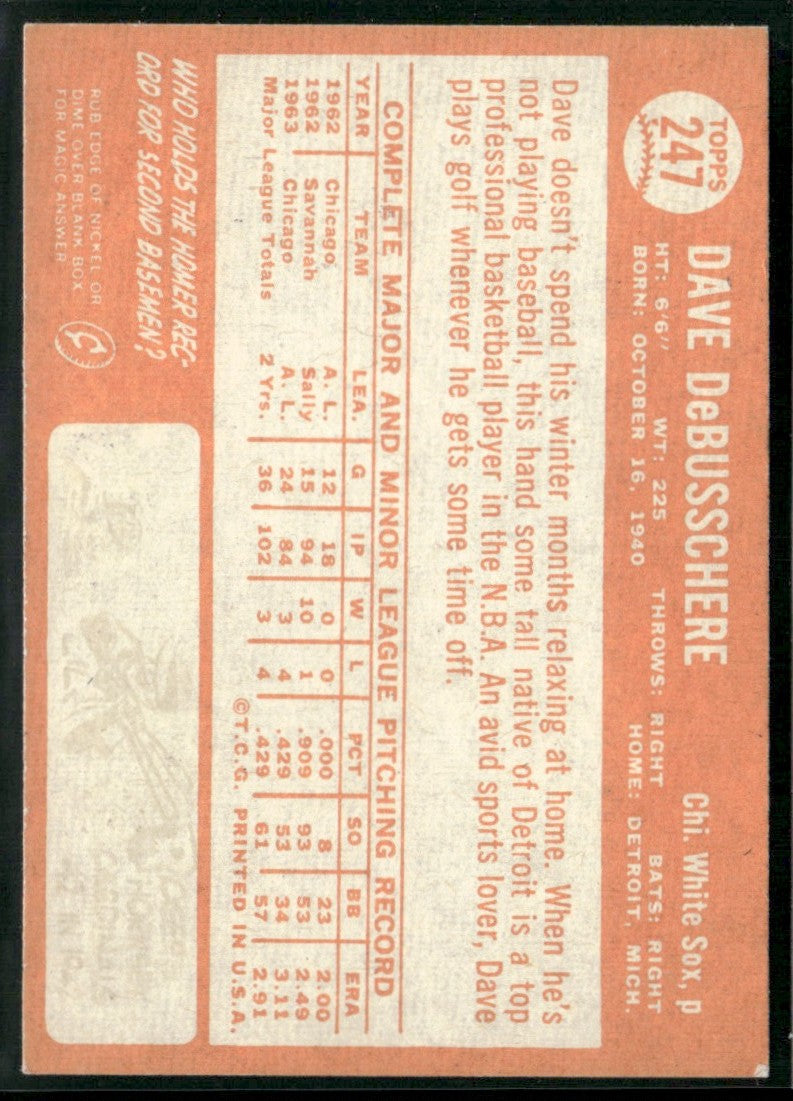 Dave DeBusschere 1964 Topps #247 Chicago White Sox