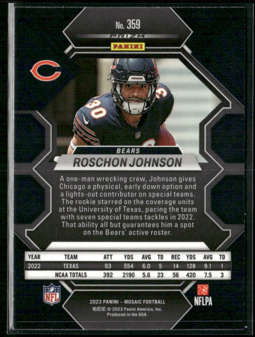 Roschon Johnson 2023 Panini Mosaic Red Prizm RC #359 Chicago Bears