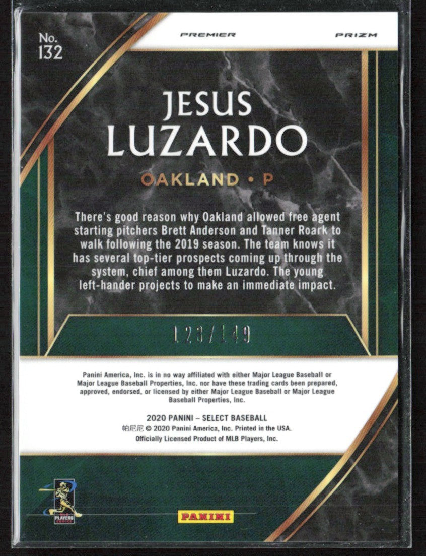 Jesus Luzardo 2020 Panini Select Premier Blue RC /149 #132 Oakland Athletics