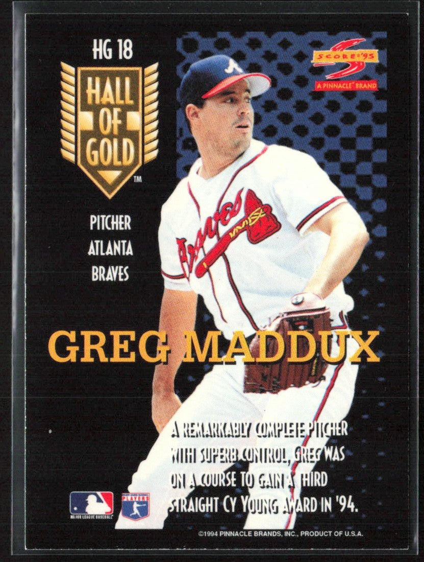 Greg Maddux 1995 Score Hall of Gold #HG18 Atlanta Braves