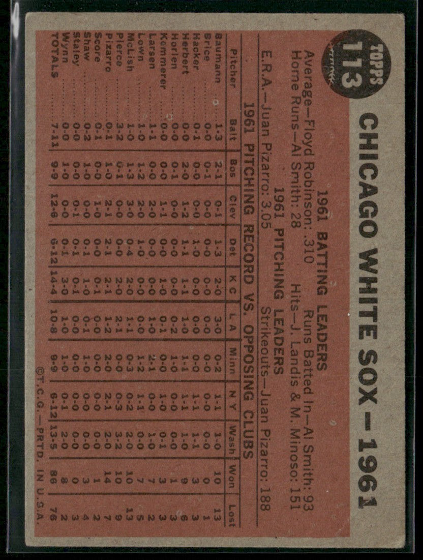 Chicago White Sox 1962 Topps #113 Chicago White Sox