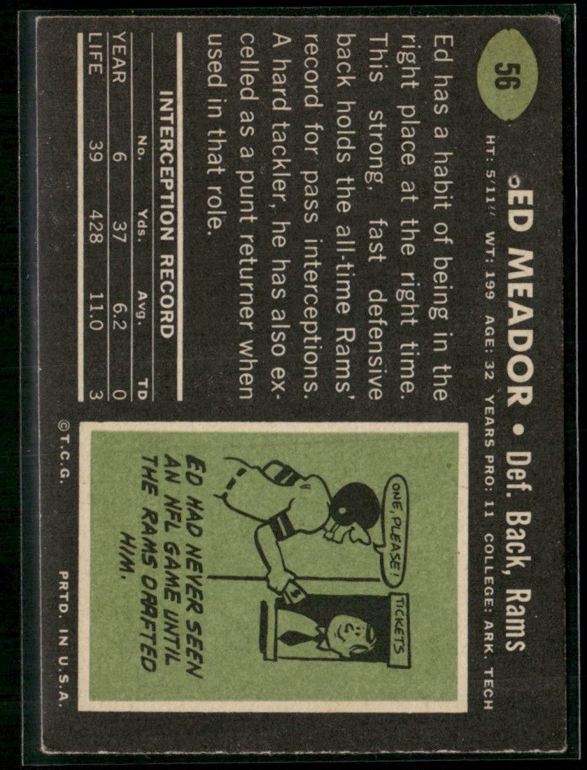 Ed Meador 1969 Topps #56 Los Angeles Rams