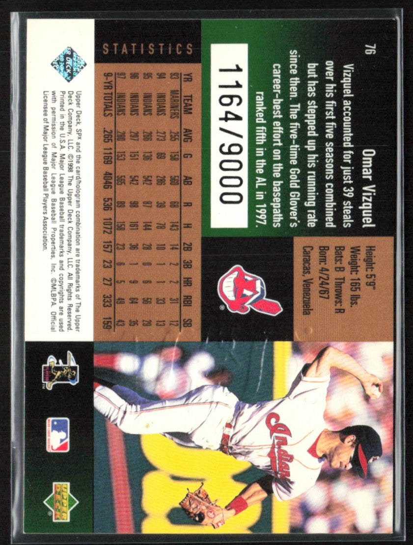 Omar Vizquel 1998 SPx Finite /9000 #76 Cleveland Indians