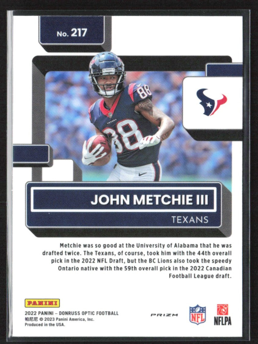John Metchie III 2022 Donruss Optic Purple Shock RC #217 Houston Texans