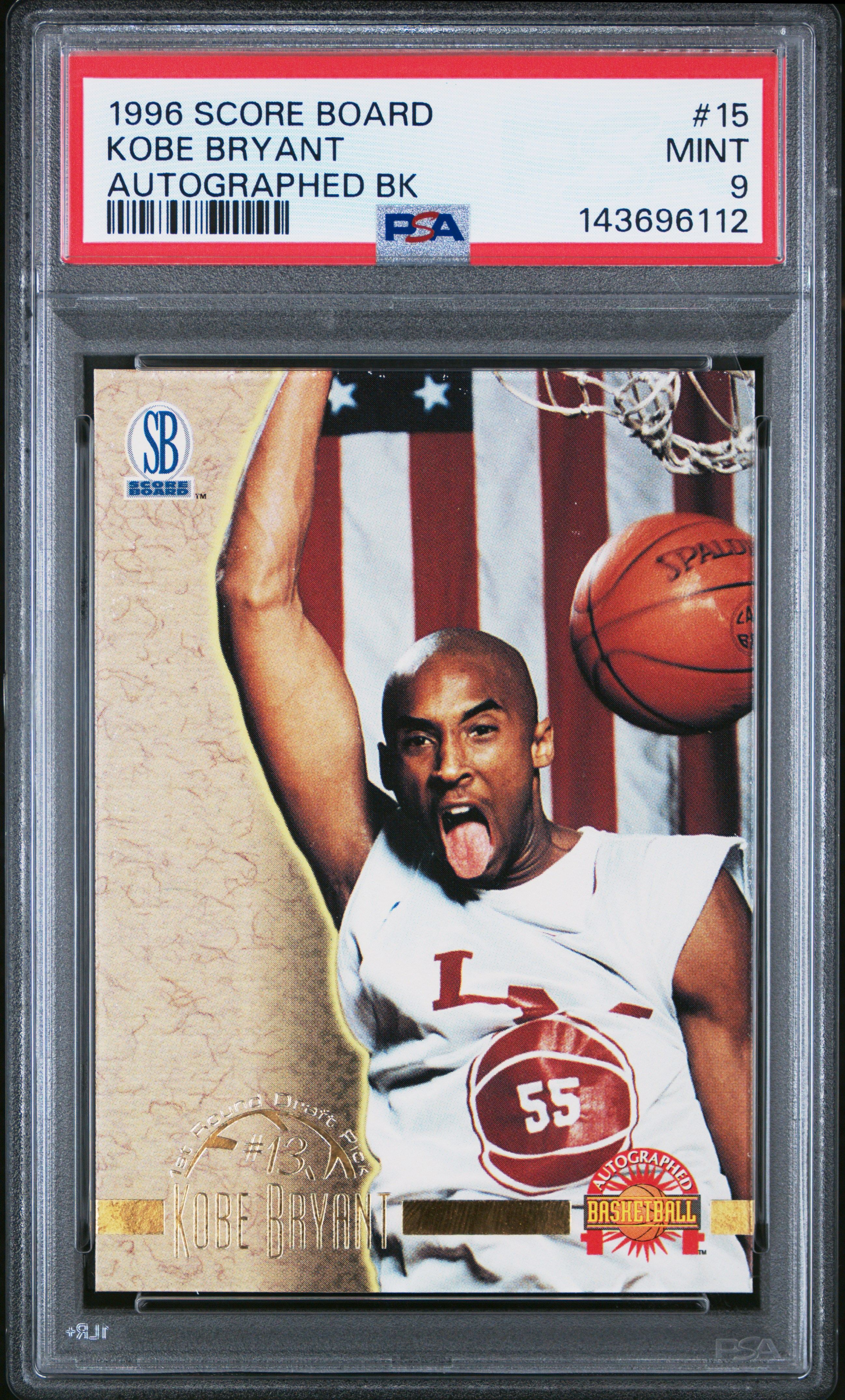 Kobe Bryant 1996 Score Board Autographed Basketball RC psa 9 #15