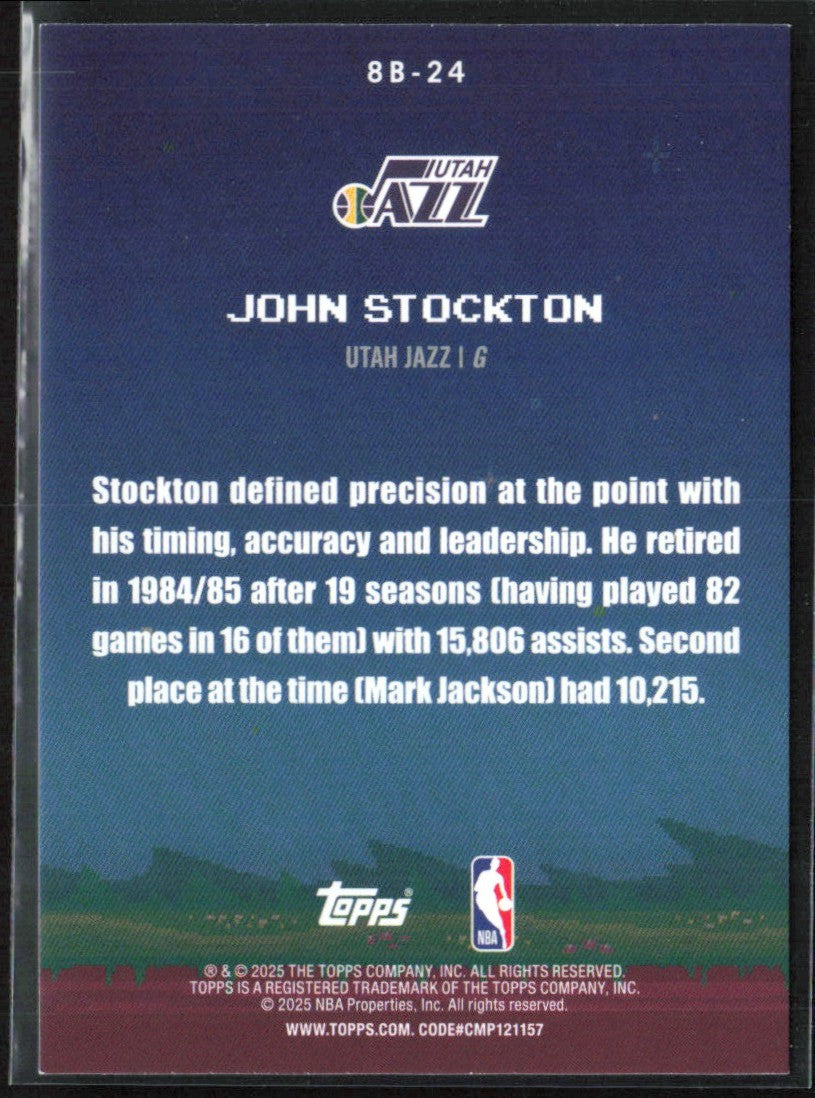 John Stockton 2025 Topps 8-Bit Ballers #8B-24 Utah Jazz