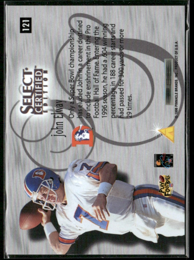 John Elway 1996 Select Certified Edition Silver Spirals #121 Denver Broncos