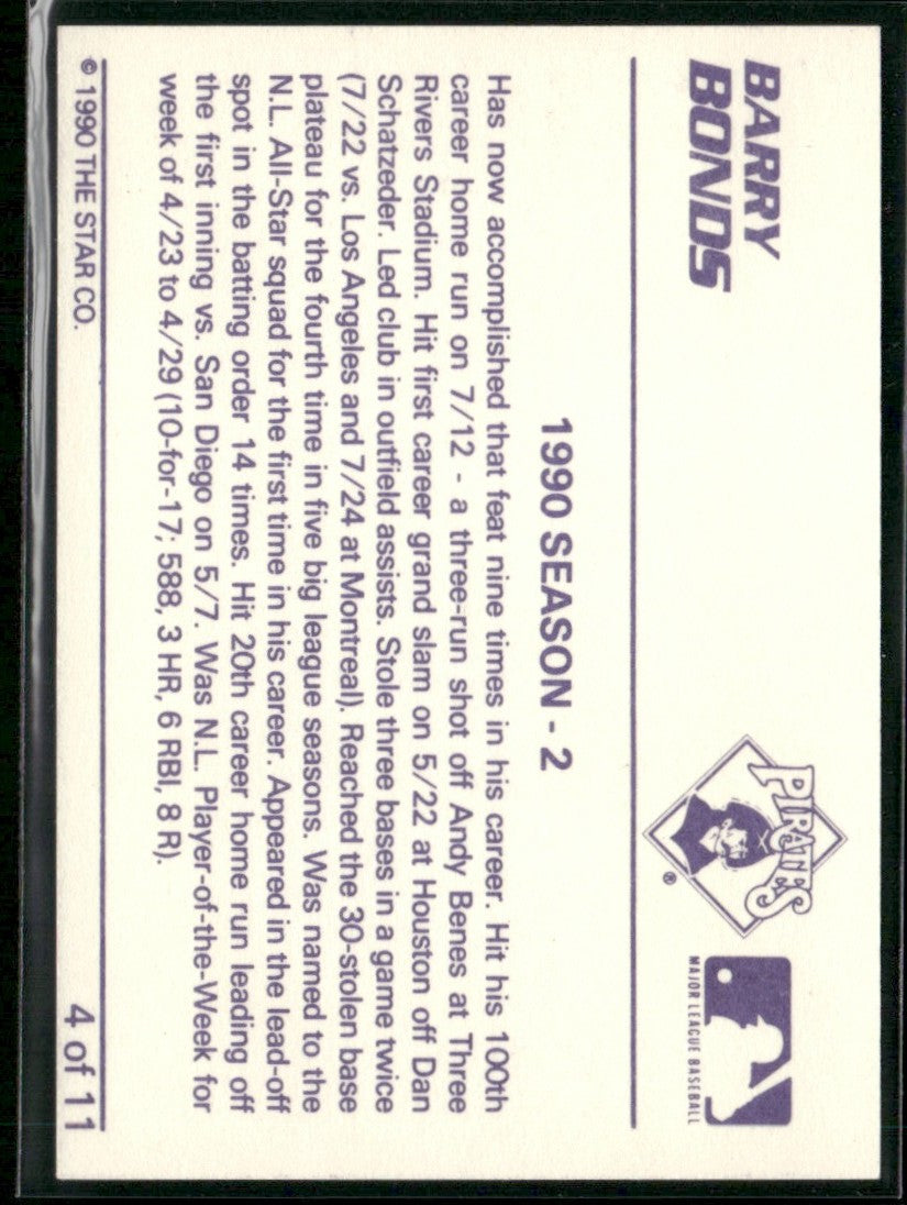 Barry Bonds 1990 Star Bonds 1990 Season - 2 #4 Pittsburgh Pirates