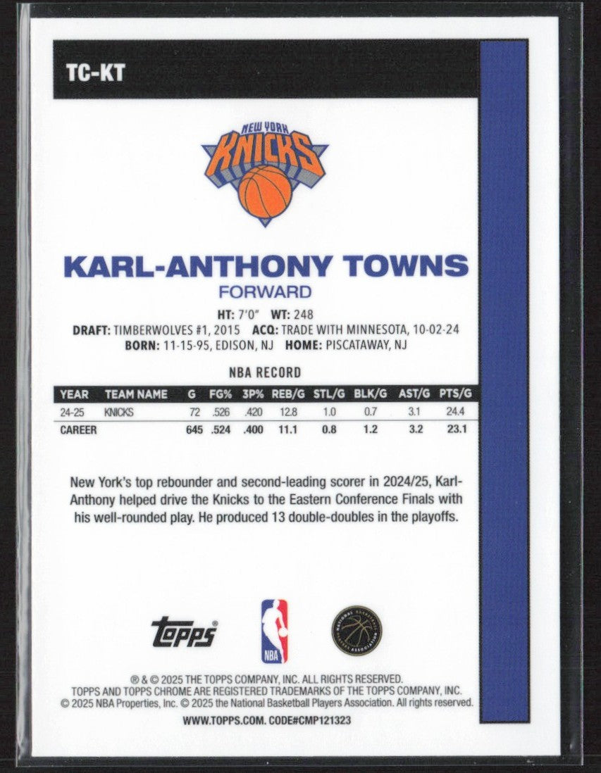 Karl-Anthony Towns 2025 Topps 1980-81 Chrome Silver Pack Mojo #TC-KT