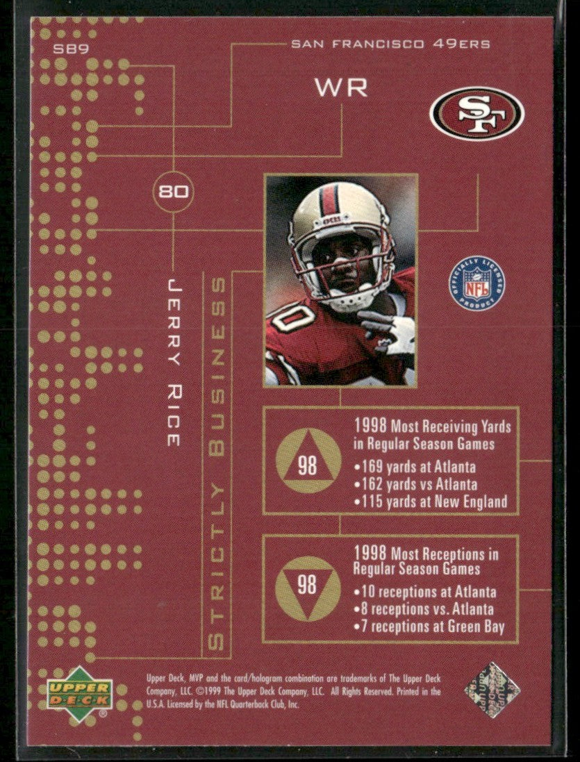 Jerry Rice 1999 Upper Deck MVP Strictly Business #SB9 San Francisco 49ers