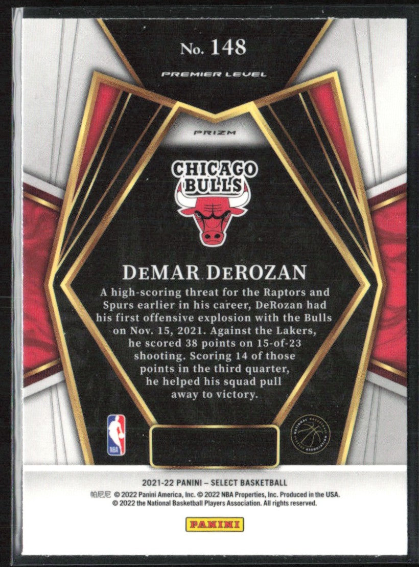 DeMar DeRozan 2021 Panini Select Premier Orange Flash Prizm #148 Chicago Bulls