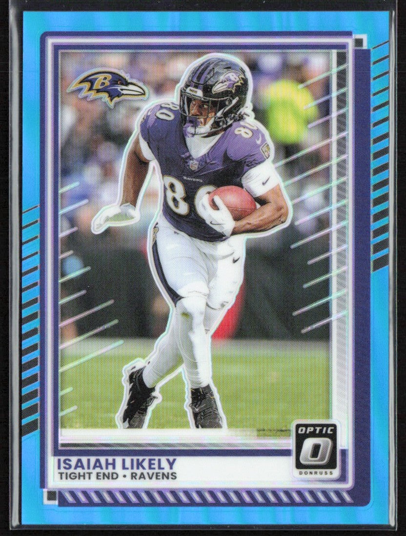 Isaiah Likely 2025 Donruss Optic Neon Blue /399 #101 Baltimore Ravens