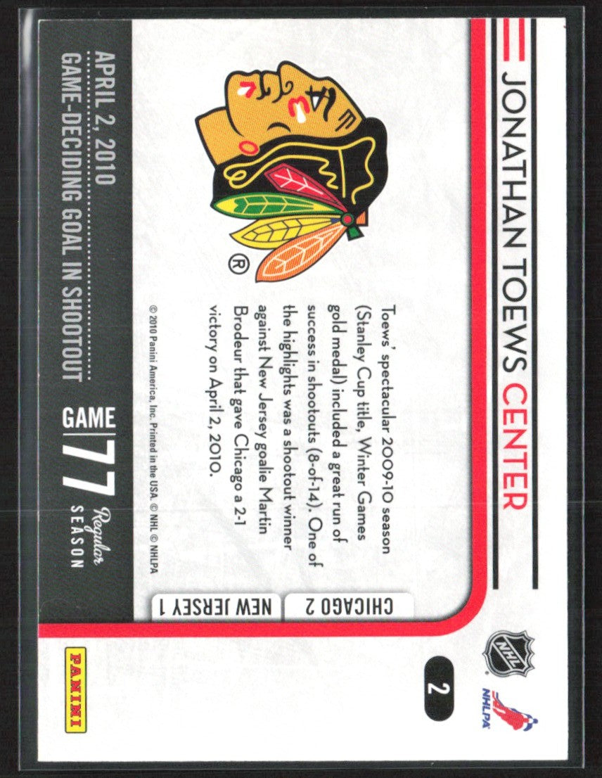 Jonathan Toews 2010 Score Sudden Death #2 Chicago Blackhawks