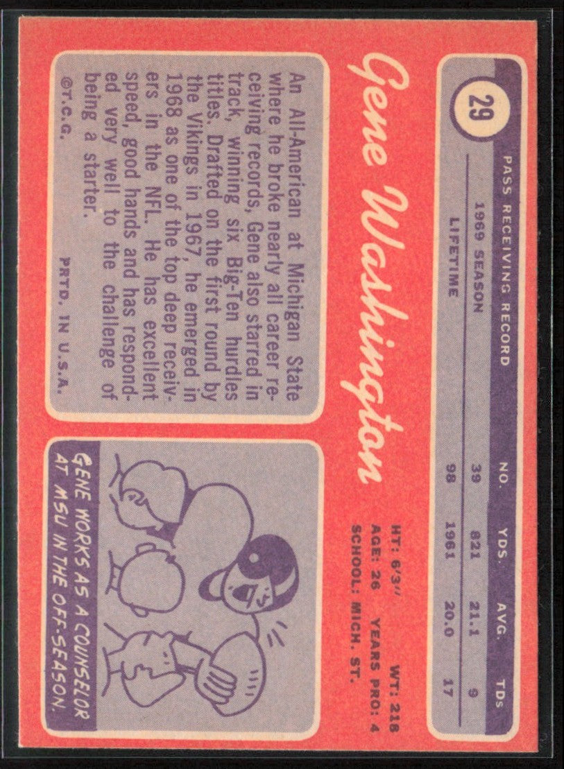 Gene Washington 1970 Topps RC #29 Minnesota Vikings