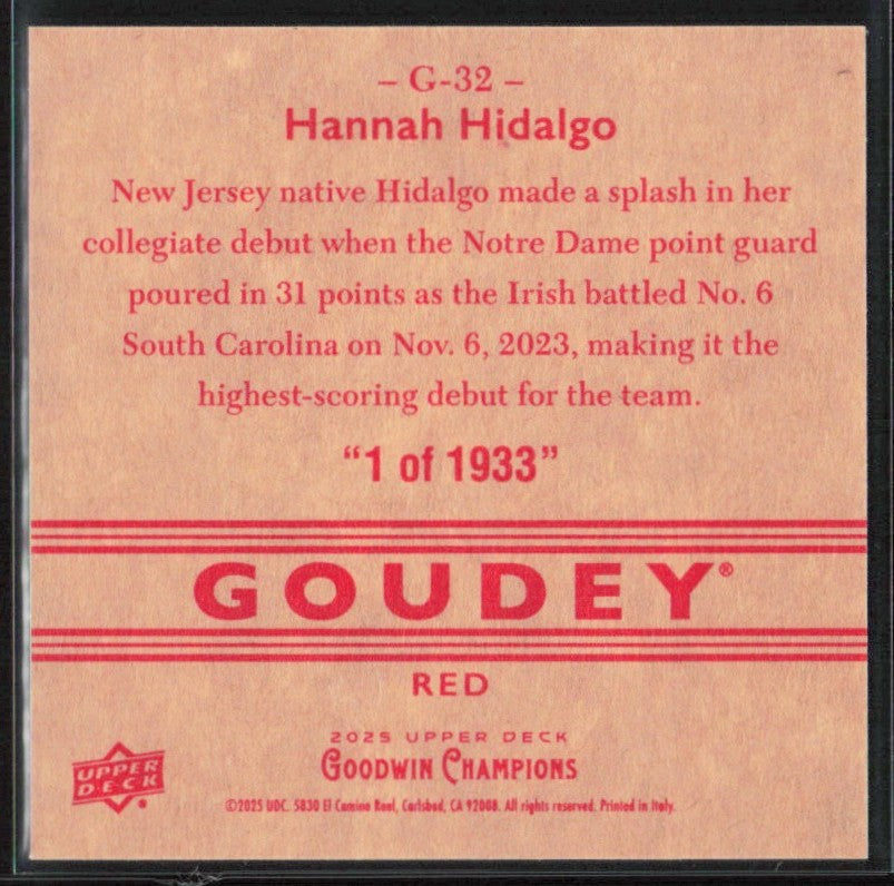 Hannah Hidalgo 2025 Upper Deck Goudey Red Mini #G-32