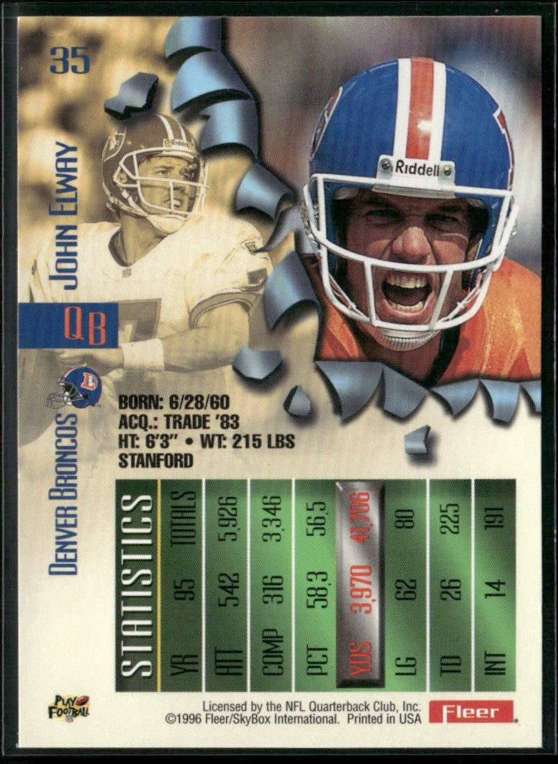 John Elway 1996 Fleer Metal #35 Denver Broncos