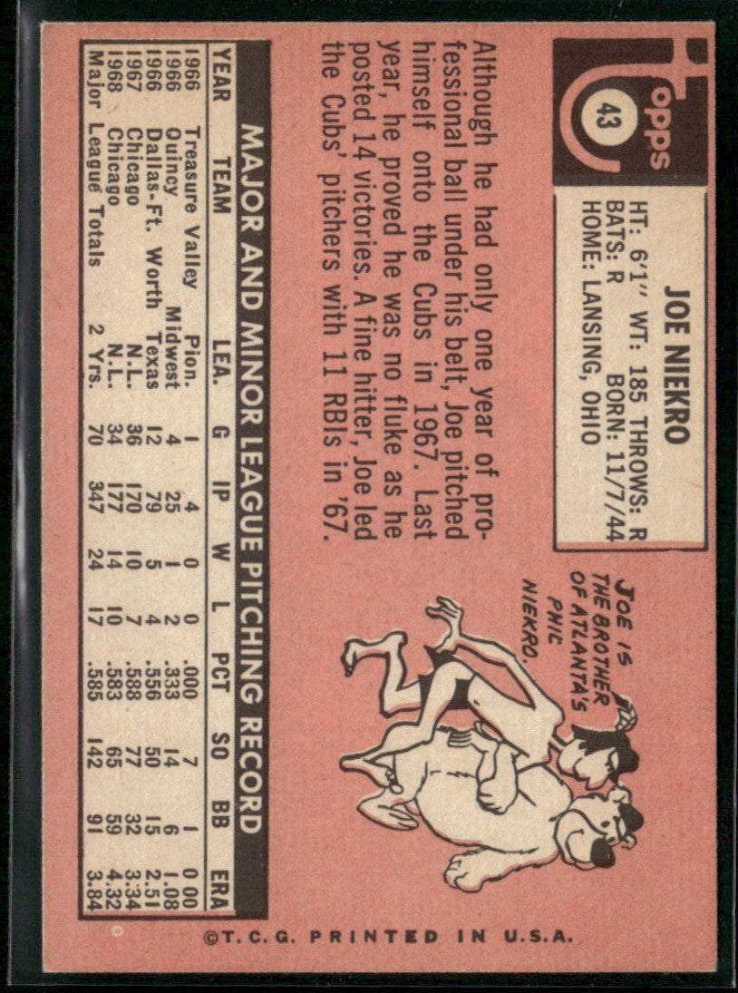 Joe Niekro 1969 Topps #43 Chicago Cubs