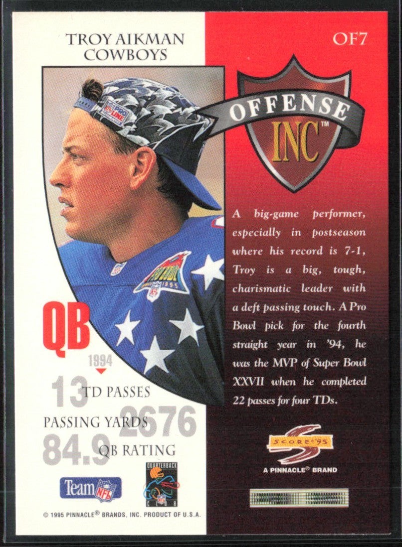 Troy Aikman 1995 Score Offense Inc #OF7 Dallas Cowboys