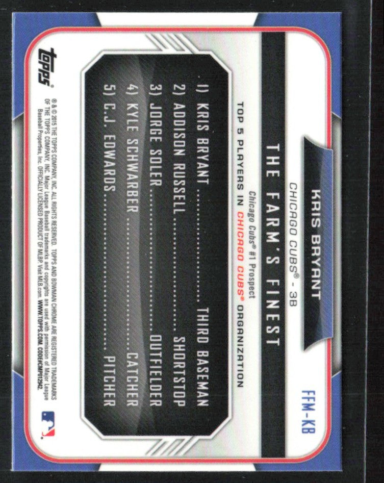Kris Bryant 2015 Bowman Chrome Mini Shimmer Refractor #FFM-KB Chicago Cubs
