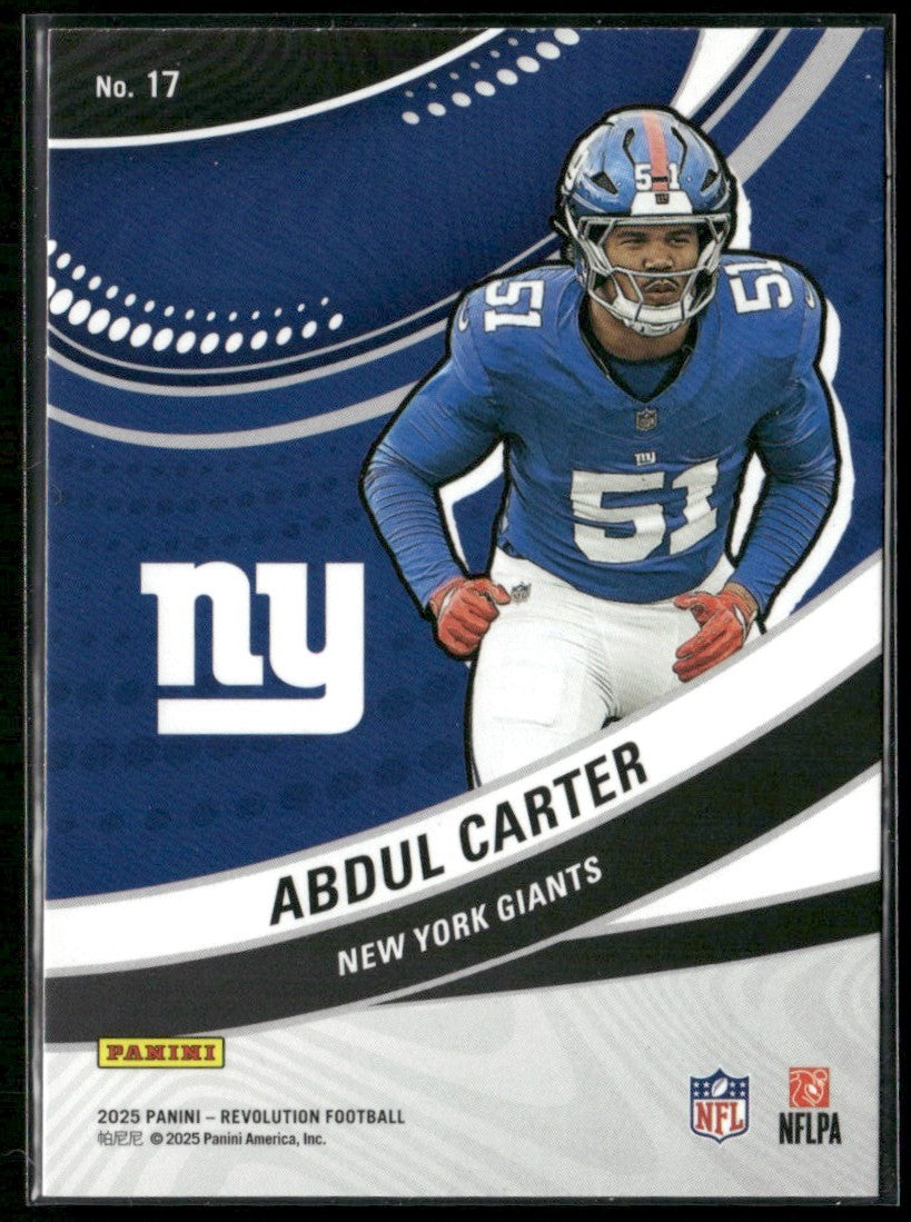 Abdul Carter 2025 Panini Revolution Futures RC #17 New York Giants