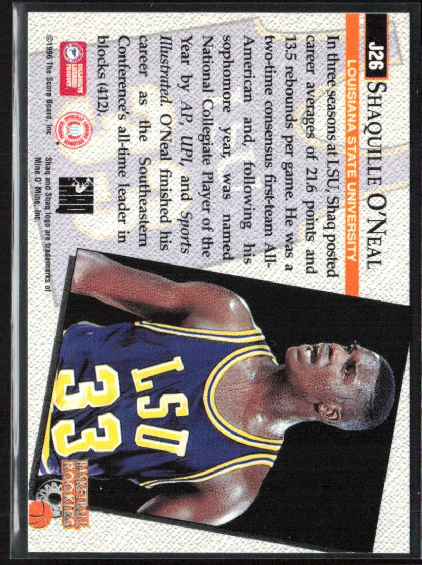 Shaquille O'Neal 1996 Score Board Basketball Rookies #J26 LSU Tigers