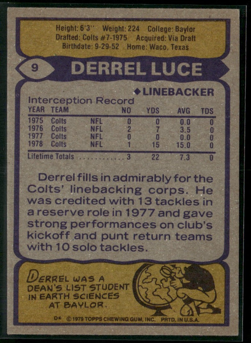 Derrel Luce 1979 Topps #9 Baltimore Colts