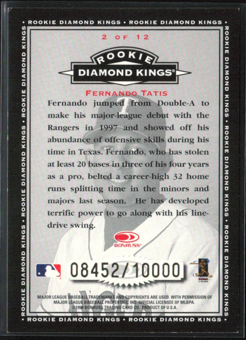 Fernando Tatis 1998 Donruss Rookie Diamond Kings /10000 #2 Texas Rangers