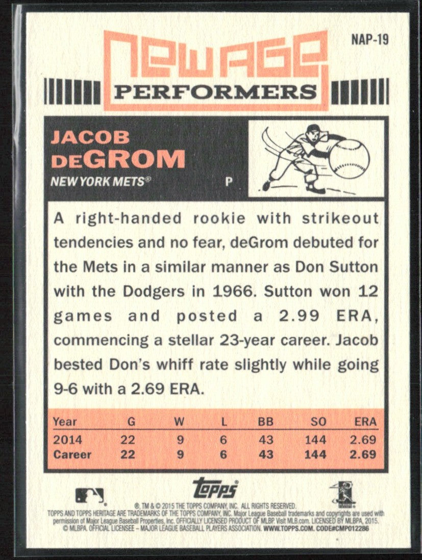Jacob deGrom 2015 Topps Heritage New Age Performers #NAP-19 New York Mets