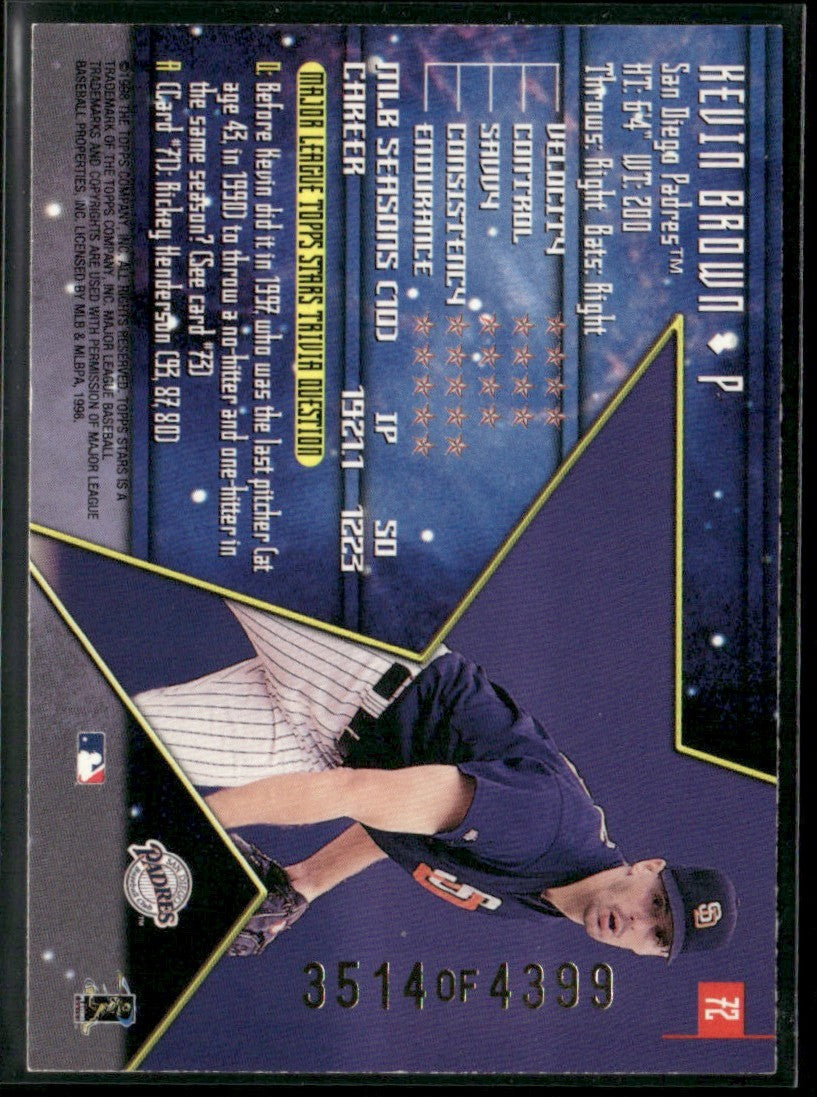 Kevin Brown 1998 Topps Stars /4399 #72 San Diego Padres