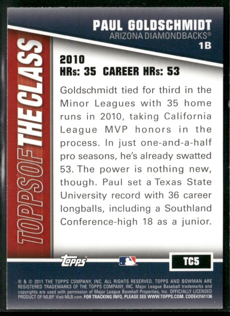 Paul Goldschmidt 2011 Bowman Topps of the Class #TC5 Arizona Diamondbacks