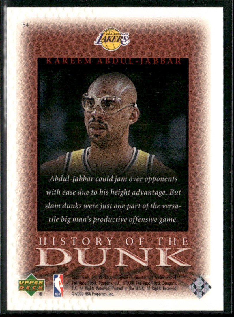 Kareem Abdul-Jabbar 1999 Upper Deck Legends #54 Los Angeles Lakers